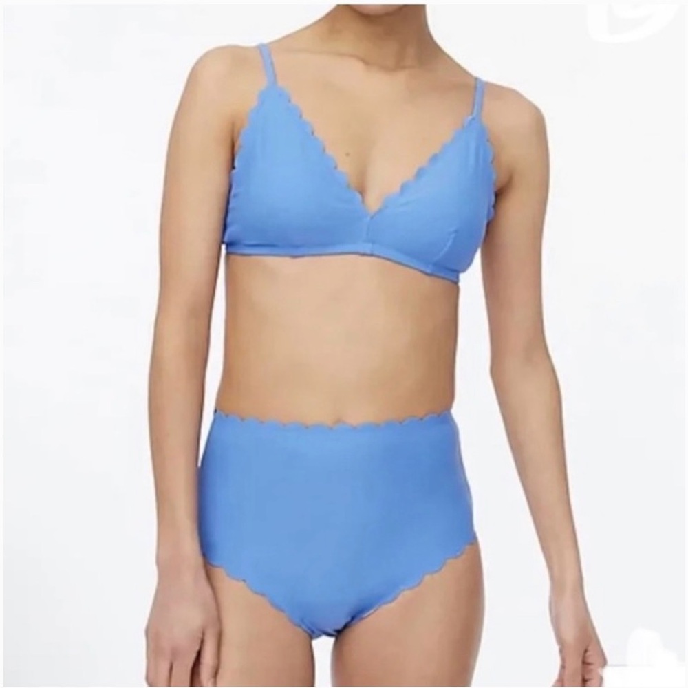 NWT J. Crew Blue Scalloped High Rise Swim